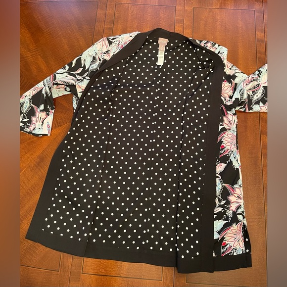 Chico's colorful lightweight Open Front Long Jacket Cardigan Sz 3 - Picture 6 of 9